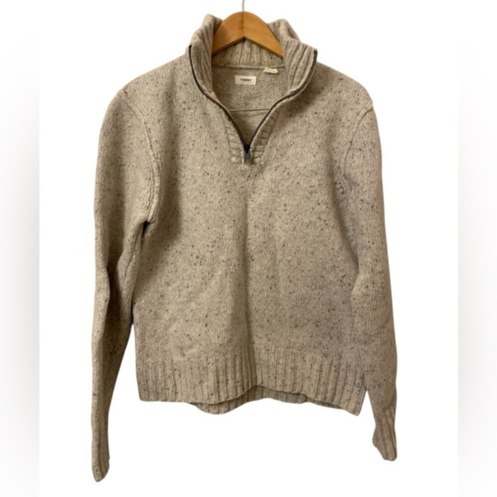 TOMMY wool knit 1/4 zip oatmeal sweater Large